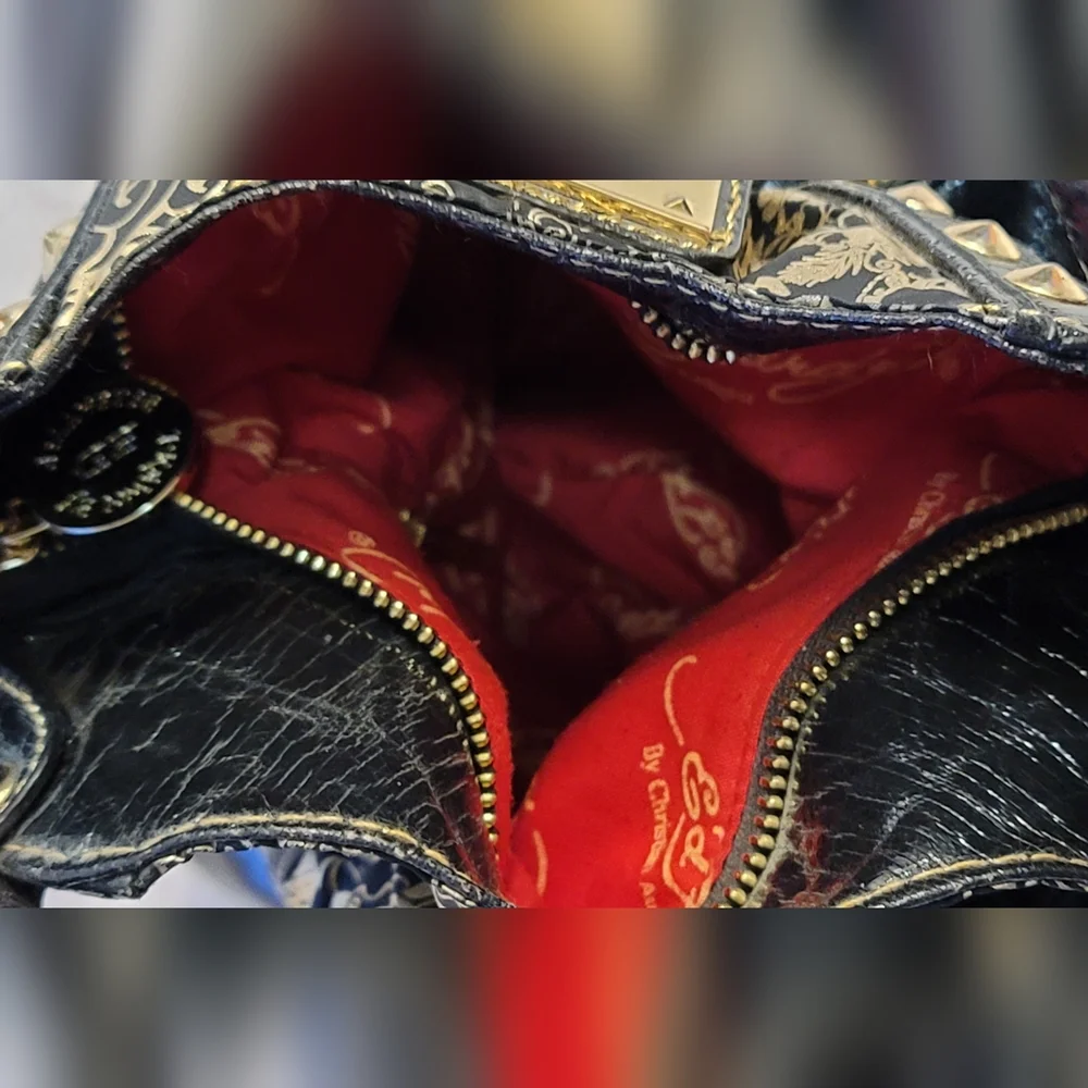 SALE Vintage Ed Hardy Mini Hobo Cross body  Purse 😍 Black with Gold Hardware! - Picture 9 of 15